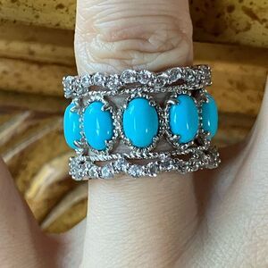 Sleeping Beauty Turquoise Sterling Silver Ring Size 6.75